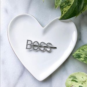 NEW “BOSS” Rhinestone Silver Bobby Pin